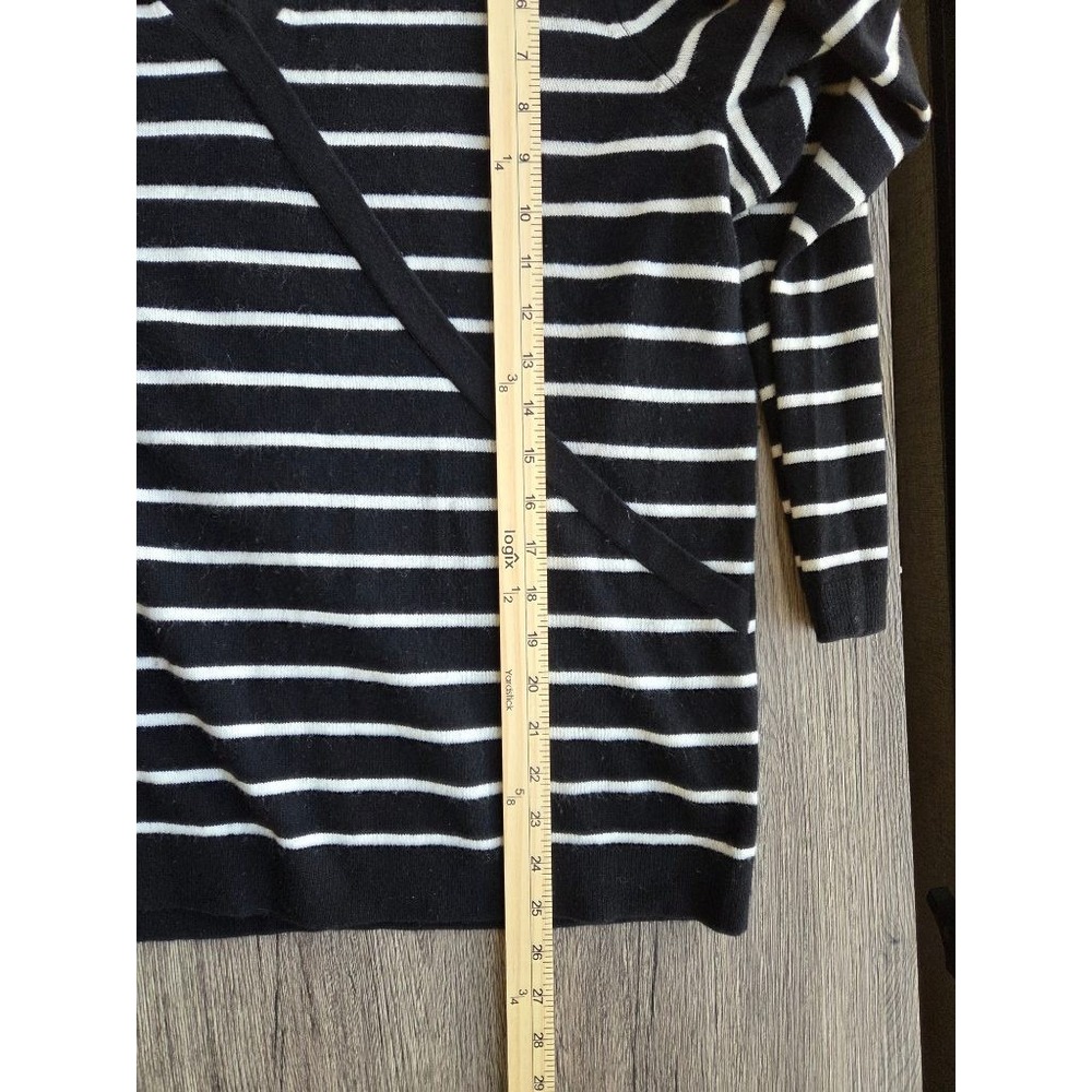 Lands' End 100% Cashmere Sweater Womens 1X Striped Faux Wrap Old Money Nautical - Picture 10 of 10